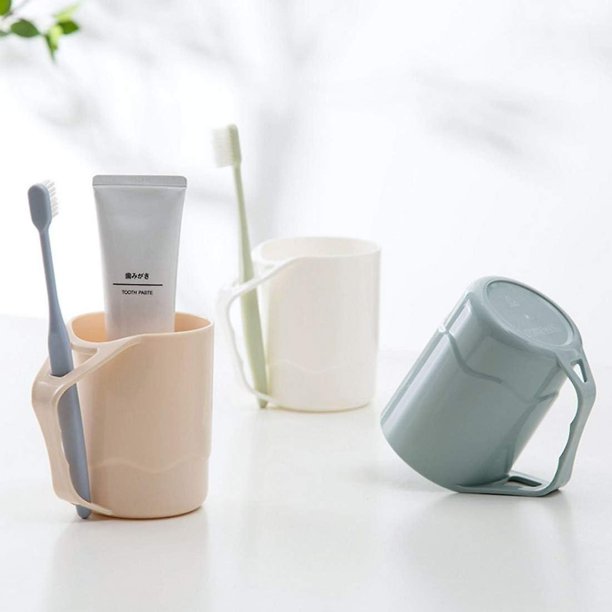 Soporte para cepillo de dientes, taza de baño para cepillar y enjuagar, paquete de 3
