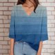 thumbnail image 4 of Gibobby Casual Playera de Manga Corta para Mujer Camiseta manga corta con cuello en V y estampado informal con temperamento en contraste color para mujer(Azul,M), 4 of 5