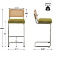 thumbnail image 4 of ANMINY Rattan Bar Stools, Set of 3, 30" Counter Height, Velvet Armless Bar Stools with Cane Back Mid Century Modern Chair for Home Office Kitchen Island, 4 of 10