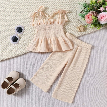 

Ganfancp Girls Cotton Blend Fashion Set Stylish Solid Color Camisole & Pants for Toddlers - Soft & Breathable Ages 6-24 Months & 2-3 Years Sales Today Clearance