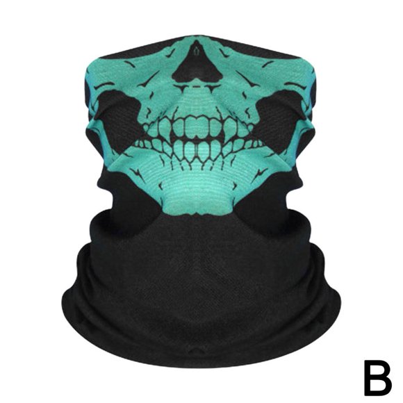 Green one-size seamless headscarf multifunctional magic cycling mask warm surrounding Halloween props changeable skull outdoor mask