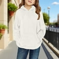 thumbnail image 2 of Ruyang Girls Fleece Pullover Sweatshirt Oversized Fuzzy Hoodies Kids Fall Winter Warm Plain Hooded Sweatshirts Pocket, 2 of 8