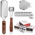 thumbnail image 1 of Pedicure Foot File & Callus Shaver Set,1 Wood Handle Callus Shaver with 30 Replacement Blades,1 Foot File Heads,1 Colossal Foot Rasp,Foot Scraper Foot Shaver Callus Remover for Feet, 1 of 5