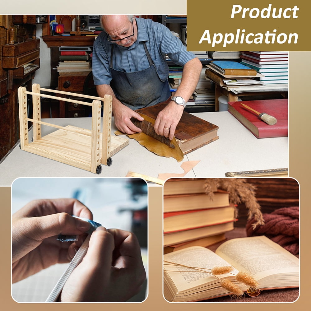 Wood Book Binding Stitching Frame Adjustable Book Folding Stand for DIY Bookbinding Crafts and Supplies 12x12 Inch