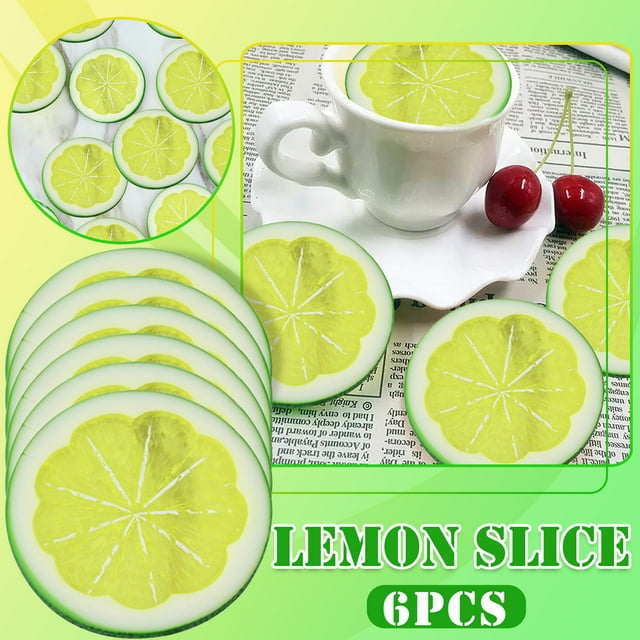 Decoración de limón de plástico artificial limones amarillos realistas para exhibición de cocina en casa | Conjunto de 6 piezas realistas de accesorios de frutas de 6 cm para el llenado de jarrones