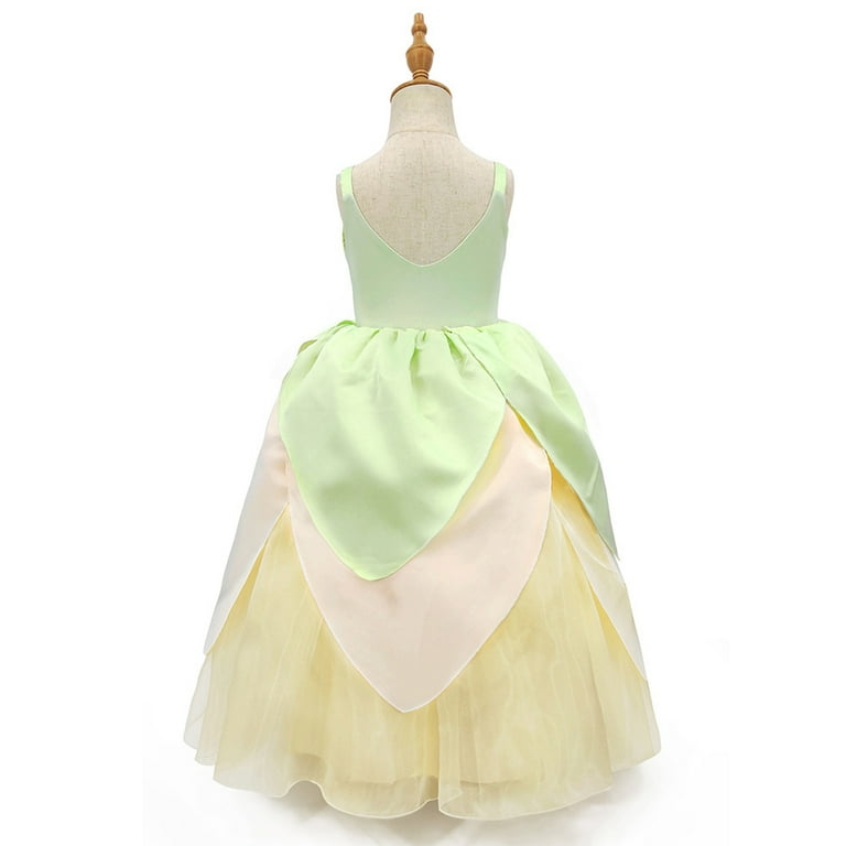 IBTOM CASTLE Girls Princess Tiana Costume Kids Tiana Tutu Dress