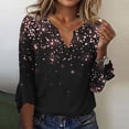 thumbnail image 2 of IROINNID Reduced Polyester Long Sleeve T Shirt for Women Daily Summer Slot Neck Print T-shirt Blouse,Black, 2 of 5