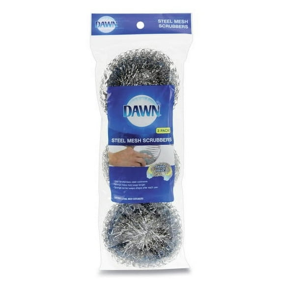 Dawn Ultra Steel Scrubbers, Gray/Silver, 3/Pack, Each