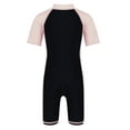 thumbnail image 4 of LiiYii Kids Boys Girls One-piece Swimwear Short Sleeves Zippered Shorty Beach Wetsuit Pink&Black 14, 4 of 6