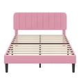 thumbnail image 5 of Taomika, Queen Size Upholstered Platform Bed Frame with Adjustable Headboard-Pink, 5 of 11