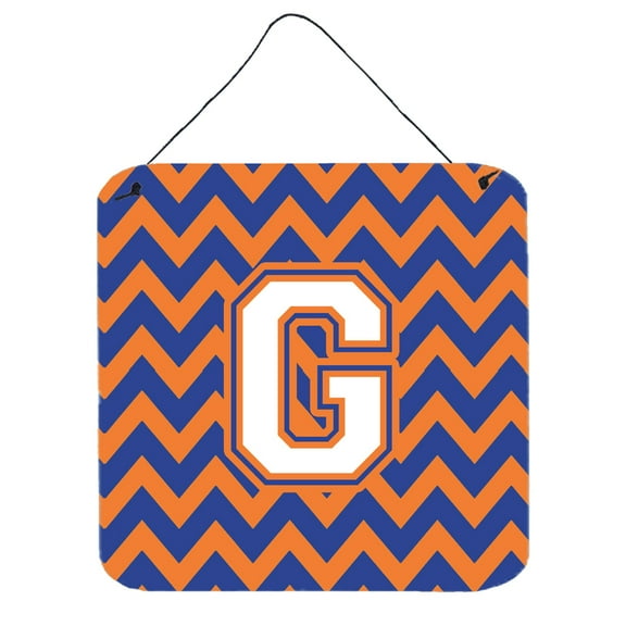 Letter G Chevron Blue and Orange 3 Wall or Door Hanging Prints