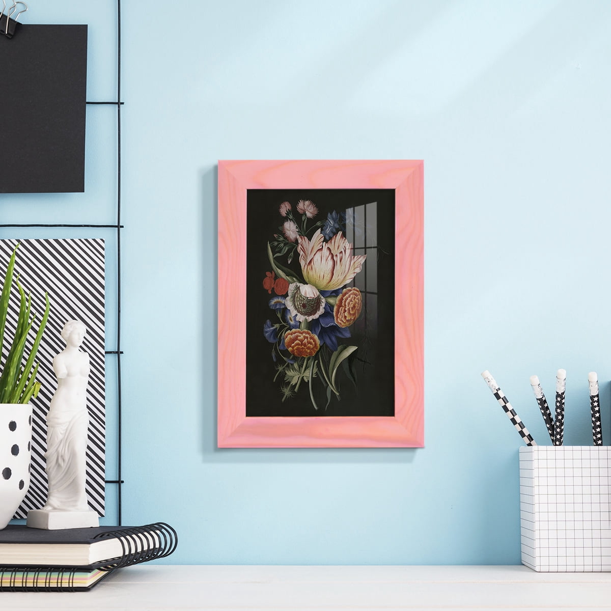 Dramatic Bouquet II -Framed Print w/glass-Sunset Pink