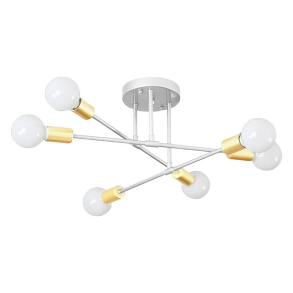 Lámpara de tejado de montaje semi empotrado, candeliere industrial E27 de 6 luces, lámpara de tejado moderna para dormitorio, granja, sala de Blanco Dorado Colco Lámpara de techo