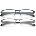thumbnail image 3 of 2 Packs Progressive Multifocal Reading Glasses Blue Light Blocking for Men,No Line Trifocal Readers, Half Rim Metal Frame, TR90 Temple, Reading Glasses + 1.00, 3 of 8
