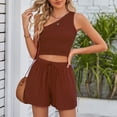 thumbnail image 4 of Ropa de playa para mujer conjuntos casuales a juego de dos piezas a la moda Color sólido combina con todo FLhrweasw Para estrenar, 4 of 7