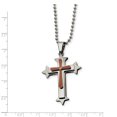thumbnail image 3 of Collier Croix en Acier Inoxydable Marron Plaqué Diamant 24 Po, 3 of 3