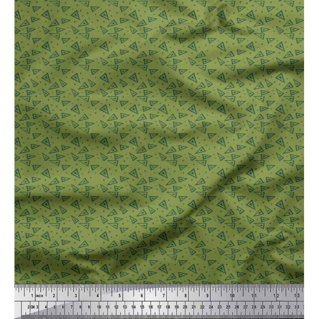 Soimoi Poly Georgette Fabric Triangle Block Print Fabric by The Yard 52 Inch Wide