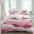thumbnail image 2 of Pink Ombre Bedding 3 Piece Duvet Cover Set California King, Modern Geometric Abstract Art Moire Soft Microfiber Comforter Cover with Zipper Closure & Pillowcases, Wrinkle & FadeResistant Quilt Cover, 2 of 9