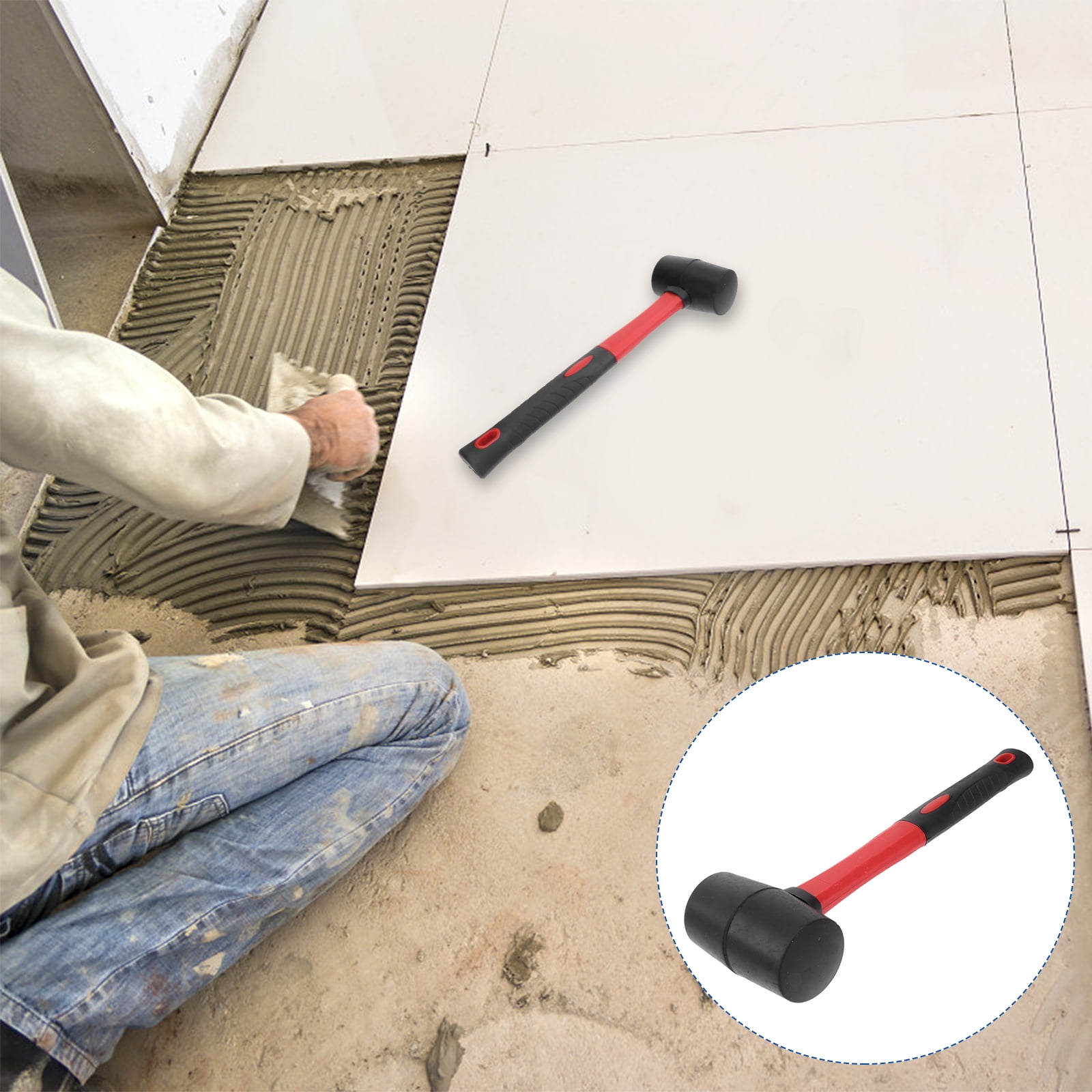 Hemoton 2pcs Rubber Mallet Hammer Nonslip 12oz Plastic Handle Mallet Double-Faced Hammer Tool