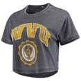 thumbnail image 2 of Women's Pressbox Navy West Virginia Mountaineers Edith Vintage Burnout Crop T-Shirt, 2 of 3