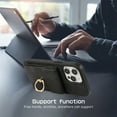 thumbnail image 4 of ELEHOLD for iPhone 15 Pro Max Case Synthetic Leather 2-in-1 Phone Case with Magnetic Detachable Card Holder Ring Holder Stand Drop Protection Shockproof Wallet Case,black, 4 of 8