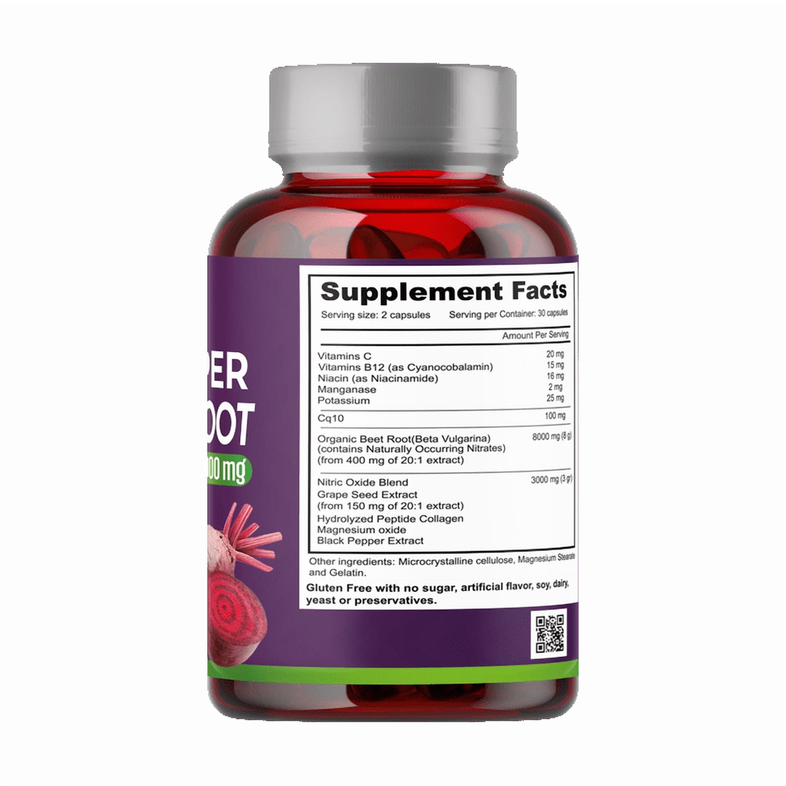 2 Pack Vitamisan Organic Beets Root | Nitric Oxide + CoQ10 | 120 Caps | Heart Health