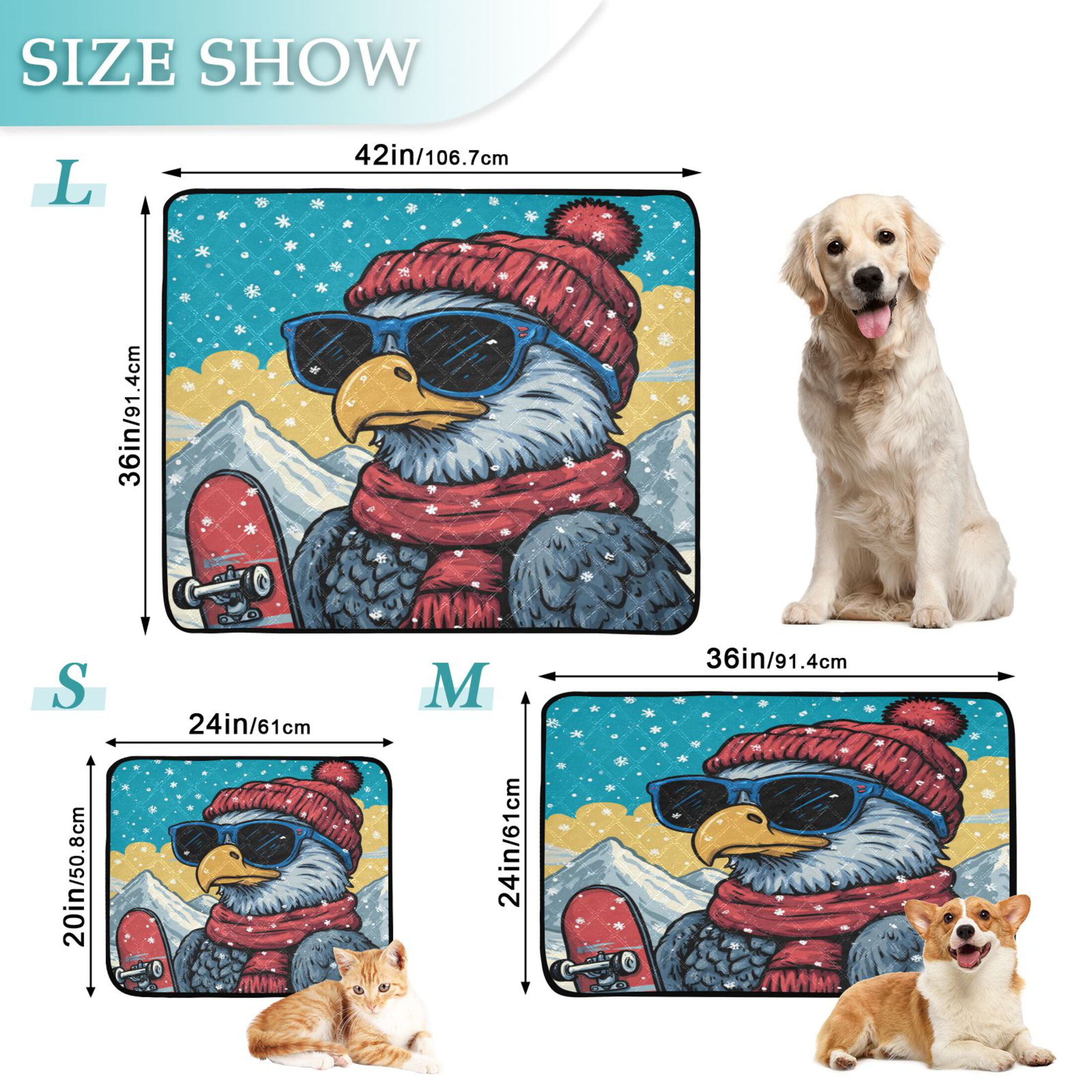 Qxltty Winter Eagle Cat litter Pads Pet Set of 2 Diaper Mats Center Anti-leakage Layer Absorbent Soft and Comfortable