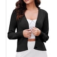 thumbnail image 3 of Women's Cardigans Sweaters,Cropped Shrug Bolero,Striped Textured V Neck Long Sleeve Button Winter Sweater Top, 3 of 8