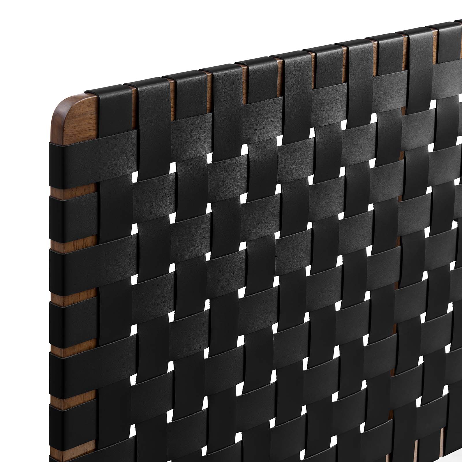 Sparta Weave Wall-Mount Vegan Leather Queen Headboard in Walnut Black