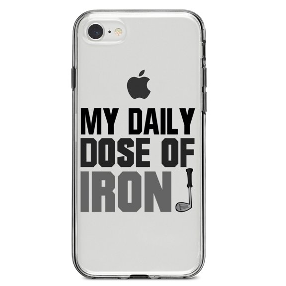 DistinctInk Clear Shockproof Hybrid Case for iPhone 7 8 SE (2020 Model) 4.7" Screen TPU Bumper Acrylic Back Tempered Glass Screen Protector - My Daily Dose of Iron Golf
