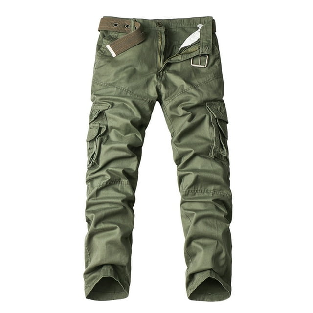 Pantalones largos para hombre, lisos, multibolsillos, lavados, para exteriores, informales, de algodón puro