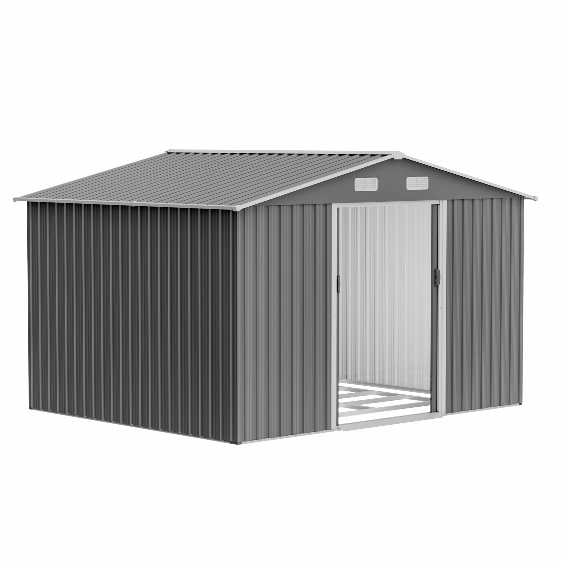 10X8 FT Outdoor Storage Shed, Metal Tool Shed & Outdoor Storage with Lockable Door and Vents Ideal for Bicycles, Tools, Lawnmowers, Backyards, Patios, Lawns