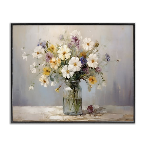 Stupell Industries Farmhouse Wildflowers in Glass Jar Black Framed Giclee Art, 14 x 11, by Franklyn Gregory