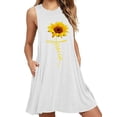 thumbnail image 1 of Sexy Dance Robes Courtes Mini pour Femmes Robe Débardeur à Col Rond Sans Manches d'Été pour la Plage Robe Décontractée à Imprimé Tournesol Blanc 4TG, 1 of 2