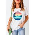 thumbnail image 4 of ABPHQTO Camiseta de manga corta con bloque de color gráfico de playa con letras blancas para mujer, 4 of 5