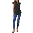 thumbnail image 2 of INSPIRE CHIC Women's Ruffle Sleeveless V Neck Blouse Solid Elegant Shirt, 2 of 6