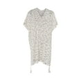 thumbnail image 4 of Qzwdhjm Womens Crochet Swimsuit Cover Ups Hollow Out Color Block Dress Coverup Short Sleeve V Neck Bathing Suits Cover Up with Slit for Beach Party, 4 of 8