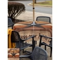 thumbnail image 5 of Outdoor Tablecloth with Umbrella Hole for Patio/Picnic/Party/Camping, Texas Star Vintage Waterproof Table Cloth Square Cover Washable, Berry Burnt Orange Brown Wooden (54"x 54"), 5 of 8