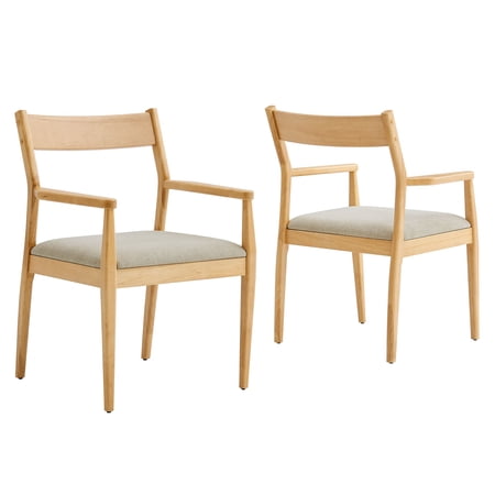 Side Dining Chair Armchair Set of 2 Beige Fabric Wood Bar Pub Cafe Bistro Dining Kitchen Hospitality Restaurant Modern Contemporary HB37219