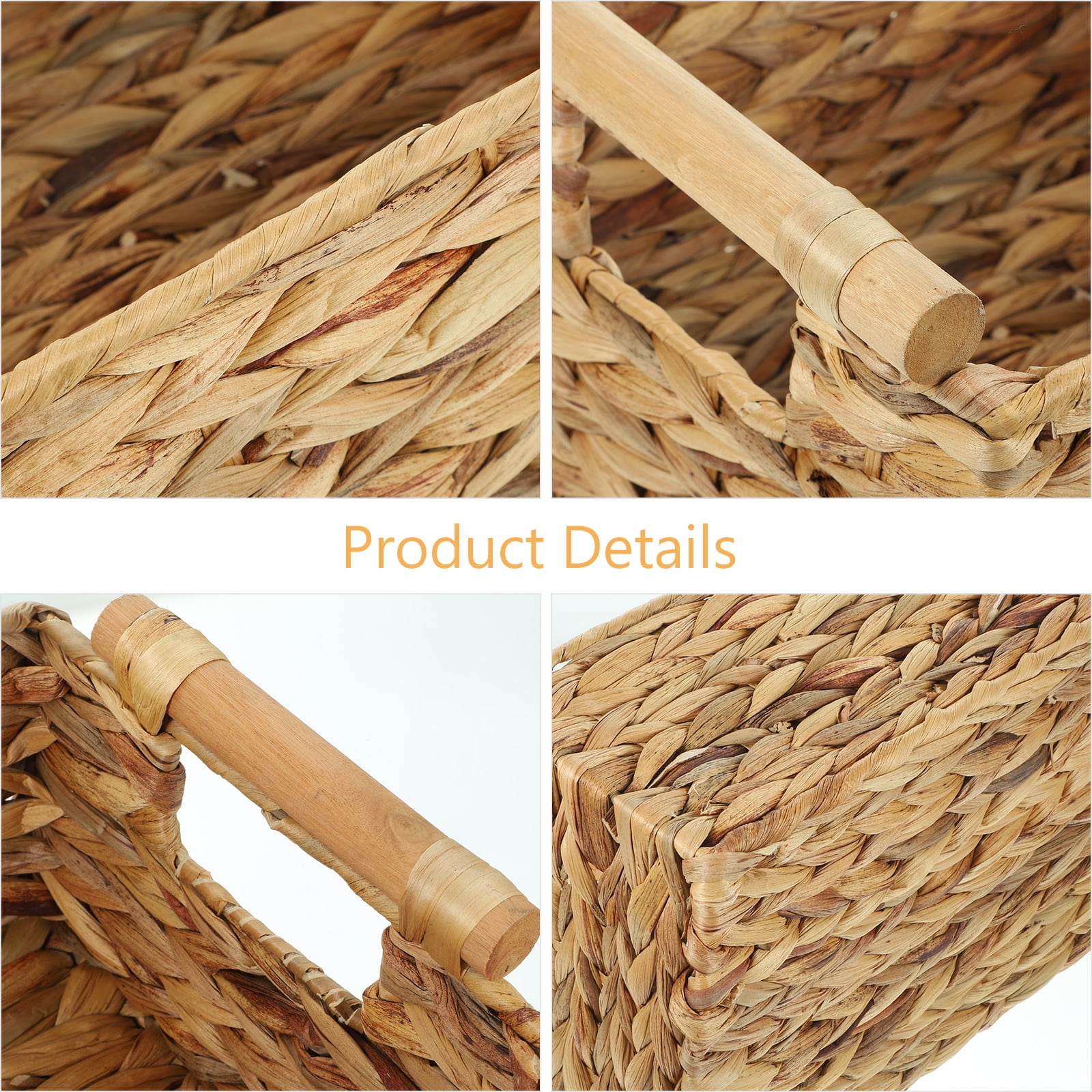 HEALEEP Woven Rattan Storage Basket in Khaki, 12.6x8.7x6.3 Inches, and Stylish Home Organizer, 1 Piece