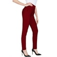 thumbnail image 3 of 2Luver, Women's, Pull On Stretch Solid Dress Pants with Side Pocket, Burgundy, M, 3 of 3