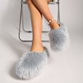 thumbnail image 4 of Primegos Women Fuzzy Mules Faux Fur Plush Slippers Fluffy Long Hair Slip-on Slides Non-Slip Home Shoes for Street Running Errands, 4 of 8