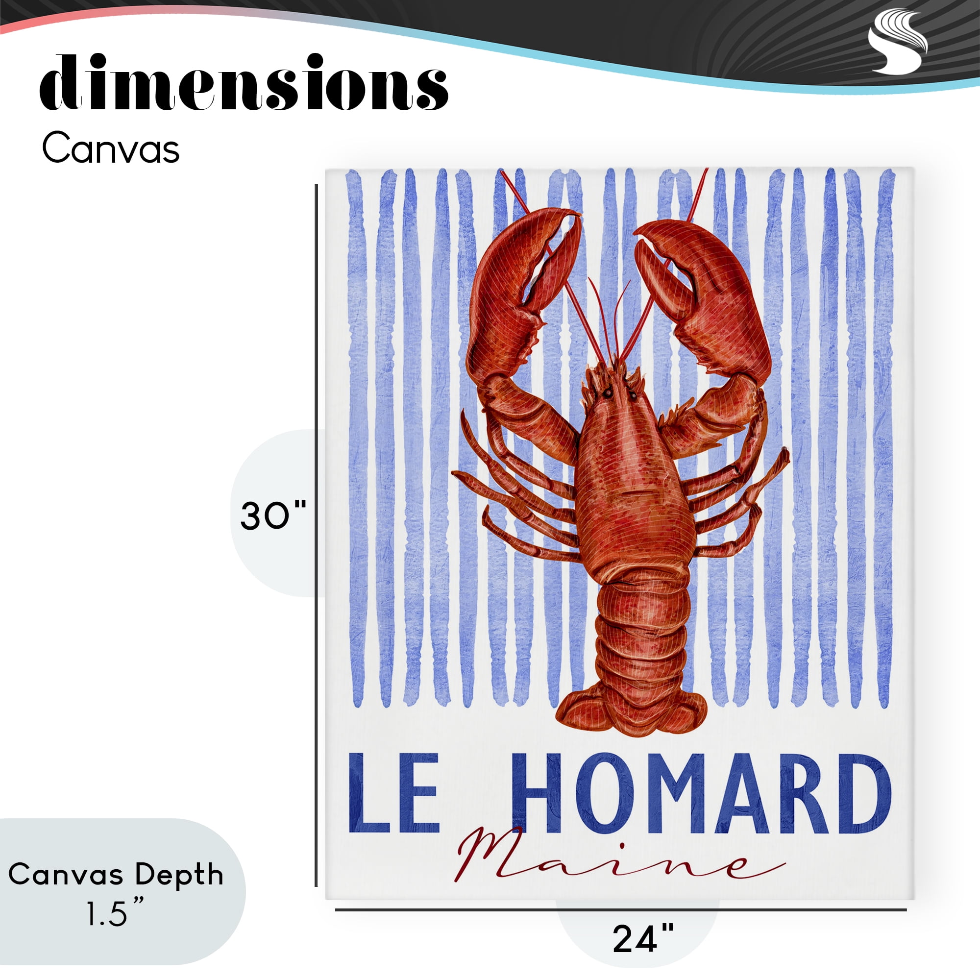 Stupell Industries Le Homard Nautical Stripes Canvas Wall Art, design by Kim Allen