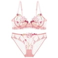 thumbnail image 1 of Conjunto de sujetador transparente con bordado de lencería súper sexy de Europa y Estados Unidos para mujer, pechos grandes, talla pequeña, 1 of 6