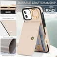 thumbnail image 5 of Allytechgroup iPhone 12 Mini Wallet Case, Ring Holder Stand Cards Slots Shockproof Retro Flip Back Cover Phone Case for Apple iPhone 12 Mini, White, 5 of 6