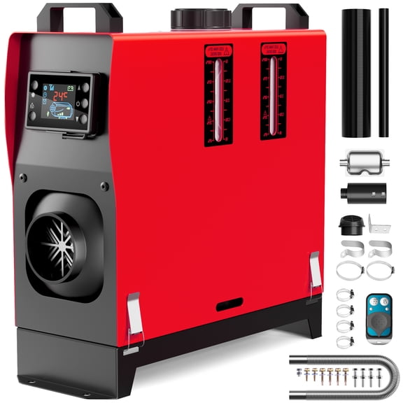 Joreek Diesel Heater 12V 8KW with 1.32 Gal Fuel Tank and Remote Control, All in One Diesel Air Heater for RV, Truck, Boat, Camper, Car (Red)
