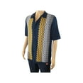 thumbnail image 4 of Mens Stacy Adams Italian Style Knit Woven Shirt Short Sleeves 3118 Navy Blue, 4 of 6