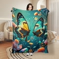thumbnail image 2 of Butterfly Multicolor Floral Wall Hanging Themed Cozy Fleece Blanket Soft Warm Comfortable For Sofa Bed Travel Camping Living Room Office Chair Polyester Gift For Family Or Friends, 2 of 10