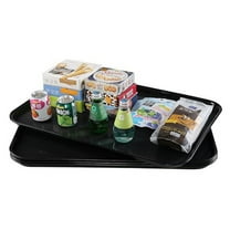 Extra Large Plastic Tray for Multi-Purpose, Black Rectangle Serving Tray, Set of 4