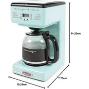 Nostalgia Retro Coffee Maker, 12-Cup Programmable Vintage Coffee Machine with Anti-Drip Carafe, Aqua